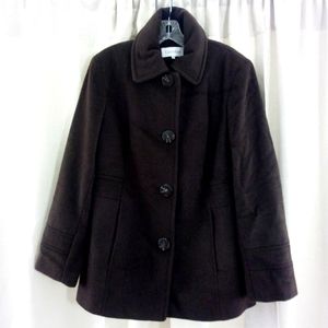 Calvin Klein Wool Blend Women's Coat Brown Size 10